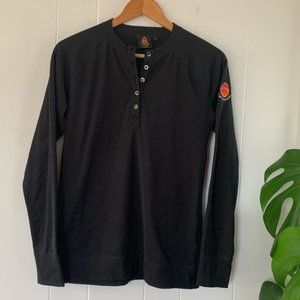 Cintamani Thermal Long Sleeve Henley Button Black Shirt Warm Button Tecnopile